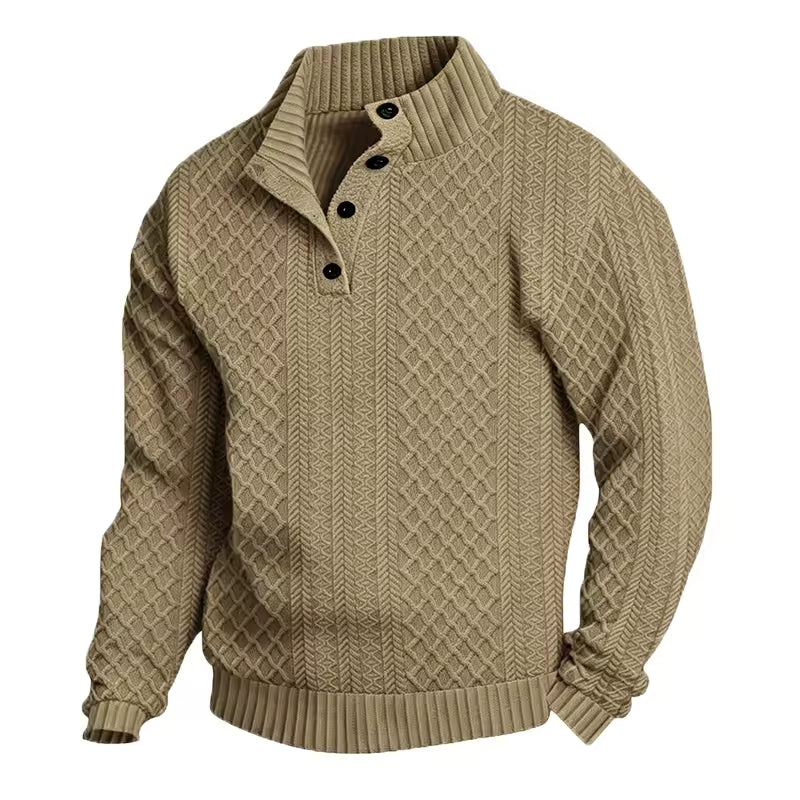 Men's Rhombus Jacquard Knit Henley Shirt