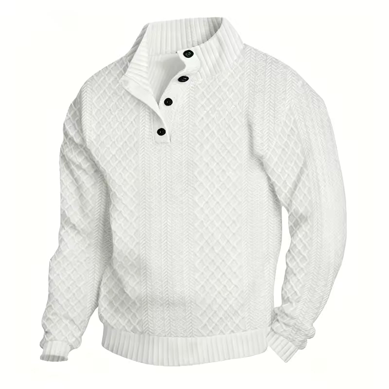 Men's Rhombus Jacquard Knit Henley Shirt