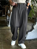 Men's Double Pleated Wide Leg Suit Pants – Korean Style Business & Casual Trousers