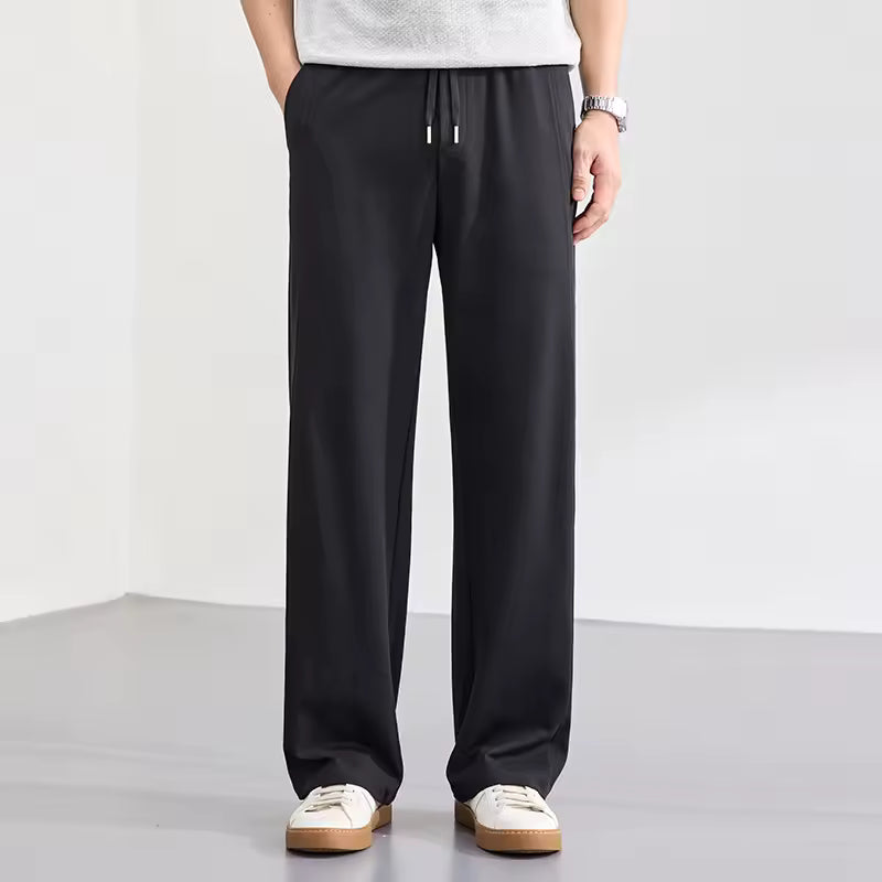 Men's Lyocell Cotton Casual Pants – Breathable Straight Leg Quick-Dry Trousers