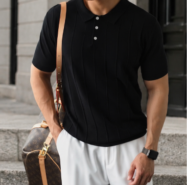 American Retro Knitted Polo Shirt