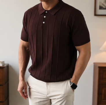 American Retro Knitted Polo Shirt